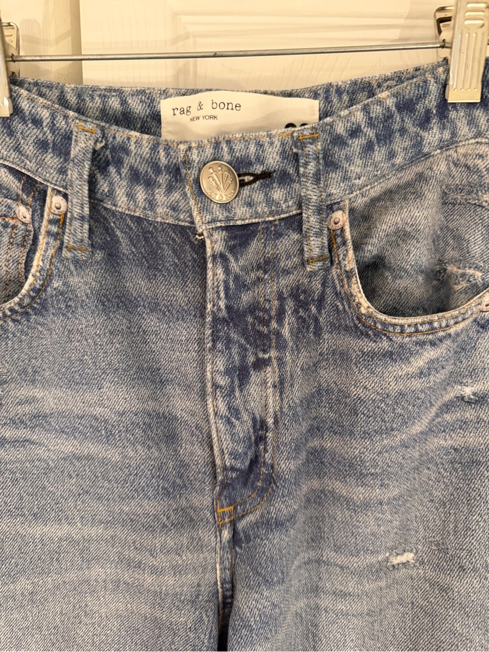 rag & bone High-Rise Wide-Leg Jeans in Light Blue Wash - Picture 3 of 5